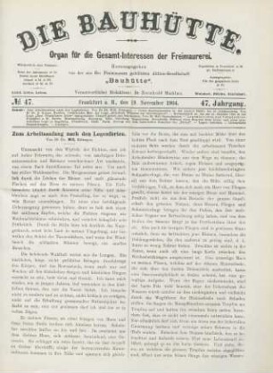 No. 47. Frankfurt a. M., den 19. November 1904. 47. Jahrgang.