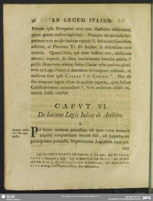 Caput VI. De latione Legis Iuliae de Ambitu