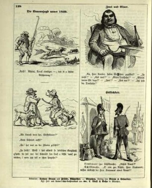 "Die Bauernjagd anno 1849" "Zwei und einer" "Höflichkeit"
