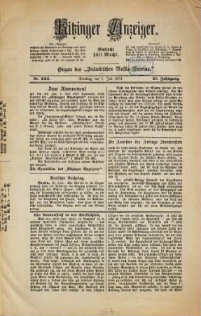 Kitzinger Anzeiger. 1879, 2 = Jg. 12
