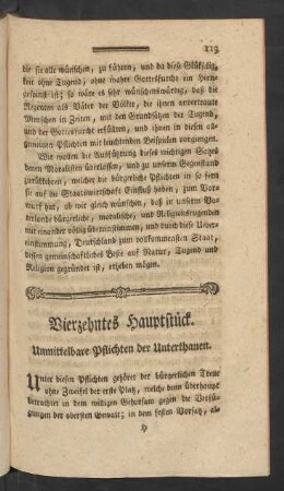 Vierzehntes Hauptstück. Unmittelbare Pflichten der Unterthanen