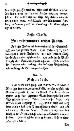 Erste Classe. Von vollkommenen rothen Farben