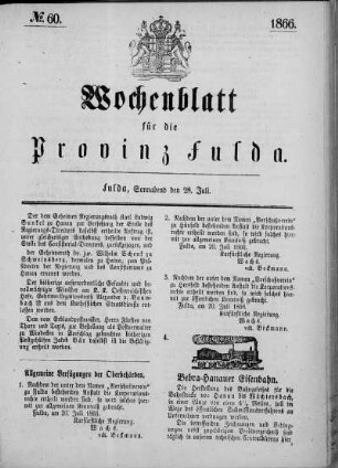 Nr. 60, Ausgabe vom 28. Juli 1866