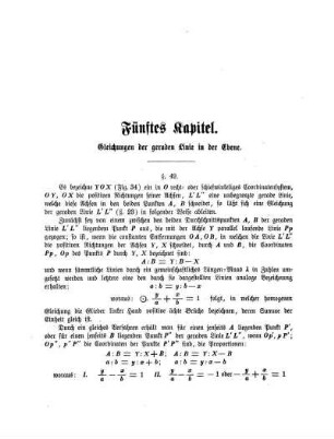 Fünftes Kapitel. Gleichungen der geraden Linien in der Ebene.