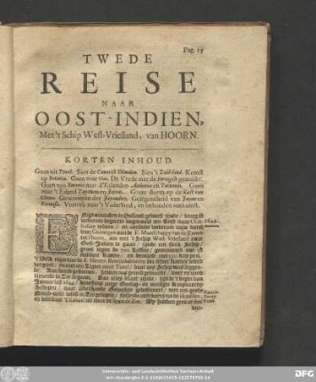 Twede Reise Naar Oost-Indien, Met 't Schip West-Vriesland, van Hoorn.