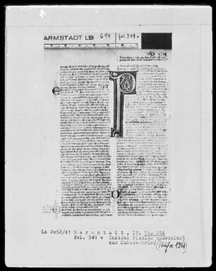 Biblia sacra mit einem altlateinischen Judith-Text — Initiale P(aulus apostelus), Folio 349verso