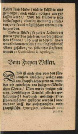 Vom Freyen Willen.