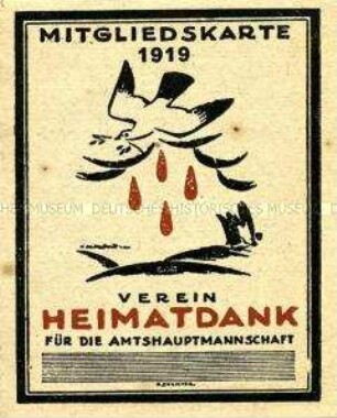 Vordruck einer Mitgliedskarte des Vereins Heimatdank
