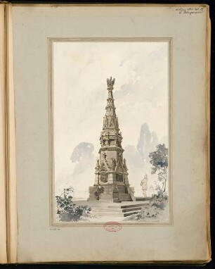 Gefallenendenkmal, Stralsund Monatskonkurrenz Februar 1885: Perspektivische Ansicht