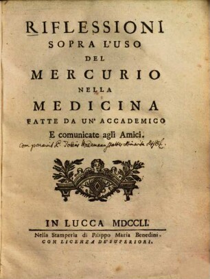 Riflessioni Sopra L'Uso Del Mercurio Nella Medicina
