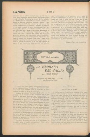 La hermana del califa : Novela árabe