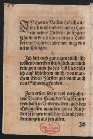 Jn Gottes Namen heb ich an/ so ich mich vnderwunden han/