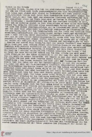 Briefe von und an Ulrich und Ulrike von Wilamowitz-Moellendorff ("2. Abschrift"): Brief von Ulrich von Wilamowitz-Moellendorff an Arnold von Wilamowitz-Moellendorff und Ulrike von Wilamowitz-Moellendorf