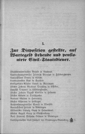 X. Zur Disposition gestellte, auf Wartegeld stehende und pensionirte Civil-Staatsdiener