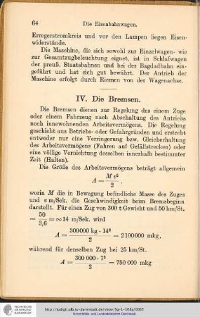 IV. Die Bremsen