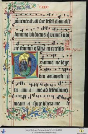 (129r) Bildinitiale D: Einzug in Jerusalem.