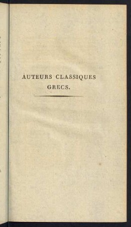 Auteurs Classiques Grecs.