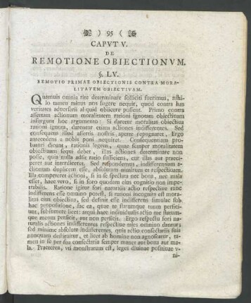 Caput V. De Remotione Obiectionum