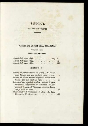 Indice Del Volume Quinto