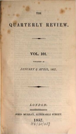 The quarterly review. 101 = No. 201 - 202. 1857