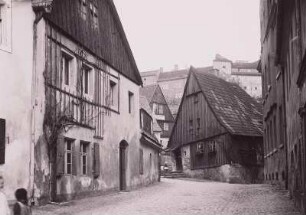 Bautzen. Vor der Fischerpforte, Blick zum Hexenhäusel