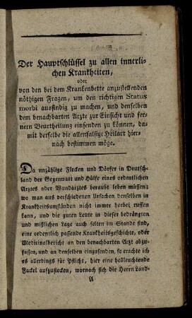 Der Hauptschlüssel zu allen innerlichen Krankheiten. - Von der Entzündung an den äusserlichen Theilen, Phlegmone genannt.