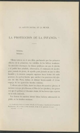 La acción social de la mujer y la protección de la infancia