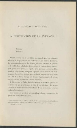 La acción social de la mujer y la protección de la infancia
