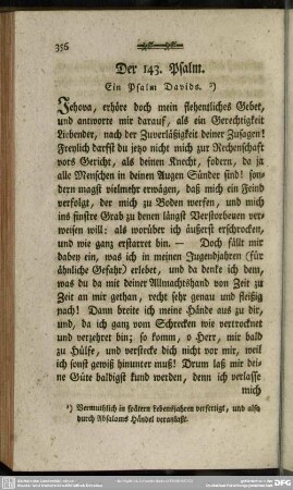 Der 143. Psalm. Ein Psalm Davids