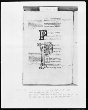 Paulusbriefe mit Glossen — Zwei Initialen P, Folio 71verso