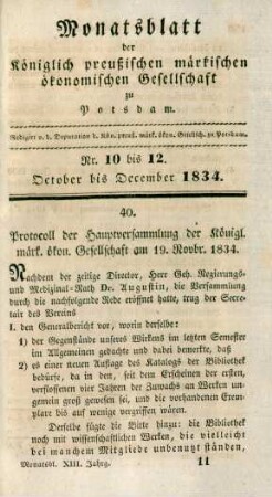 Nr. 10 bis 12. October bis December 1834.