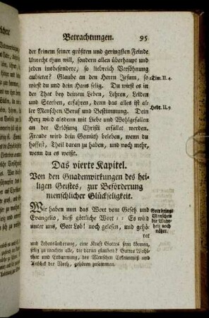 Das vierte Kapitel. Von den Gnadenwirkungen des heiligen Geistes, zur Beförderung menschlicher Glückseligkeit.