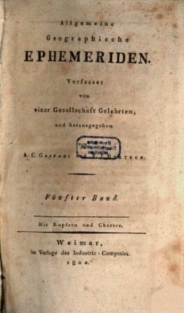 Allgemeine geographische Ephemeriden, 5. 1800