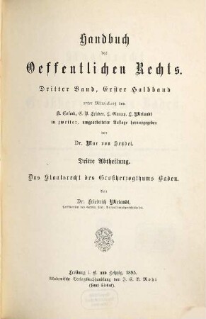 Das Staatsrecht des Großherzogthums Baden