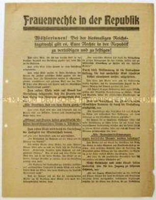Aufruf der SPD an Frauen zur Reichstagswahl 1920