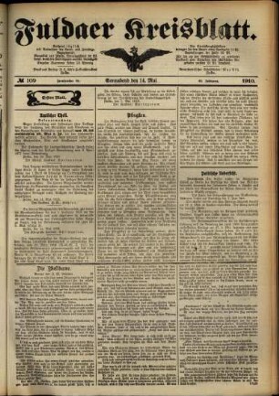 Erste Ausgabe vom Samstag, den 14. Mai 1910.