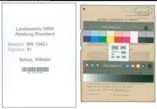 Entnazifizierung Wilhelm Schulz , geb. 15.11.1909 (Betriebsschreiber)