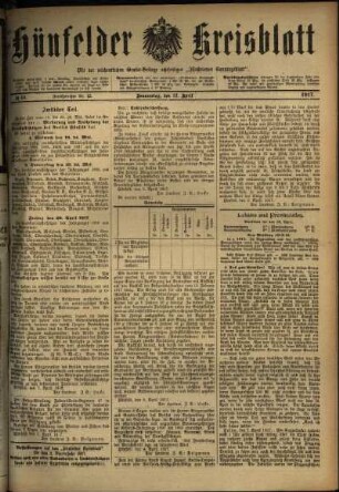 Erste Ausgabe vom Donnerstag, den 12. April 1917.
