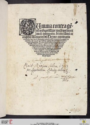 Thomas von Aquin: Summa contra gentiles, Köln: Quentel 1501 (VD16 T 1020)