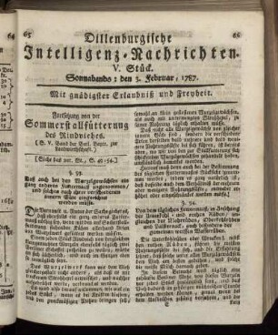 V. Stück. Sonnabends: den 3. Februar, 1787.