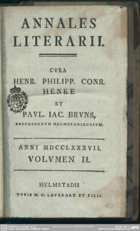 1787,2: Annales literarii Helmstadienses