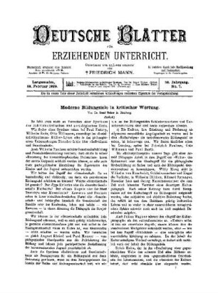 Moderne Bildungsziele in kritischer Wertung : (Schluß)