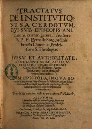 Tractatus de institutione sacerdotum, qui sub episcopis animarum curam gerunt