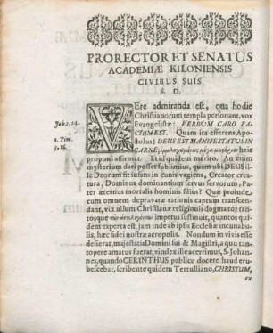 Prorector Et Senatus Academiæ Kiloniensis Civibus Suis S. D.