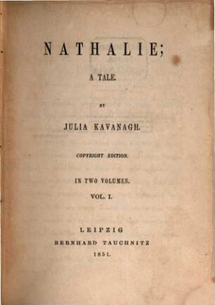 Nathalie : a tale ; in two volumes, 1