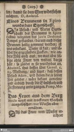 Eines Brunnens in Epiro wunderbare Eigenschafft