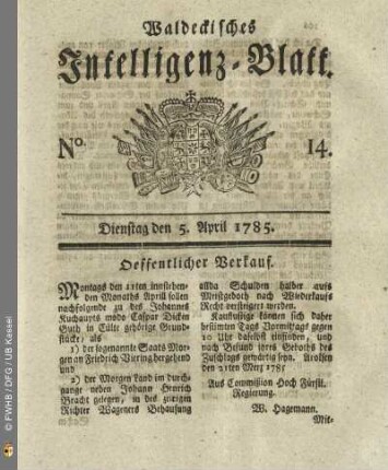 No. 14, Dienstag den 5. April 1785