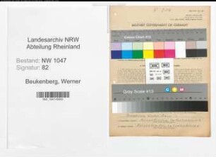 Entnazifizierung Werner Beukenberg , geb. 22.07.1901 (Angestellter)