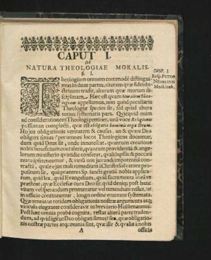 Caput I. De Natura Theologiae Moralis.