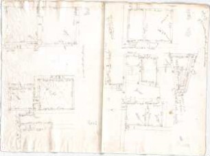 Voit, Johann Michael; Mappe mit Berechnungen und verschiedenen Skizzen - Grundrisse